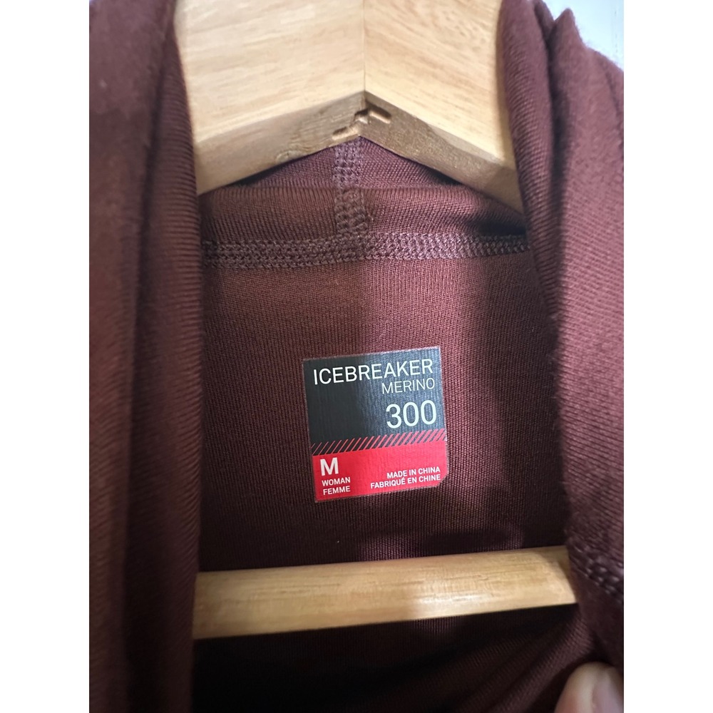 Icebreaker Merino 300 Womens Turtleneck Base Layer Top Burgundy Maroon Medium - Picture 3 of 8